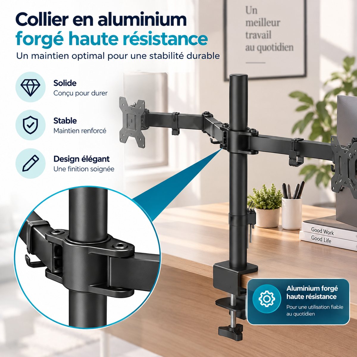 Support Double Écran PC 13-27 Pouces | DynaDesk